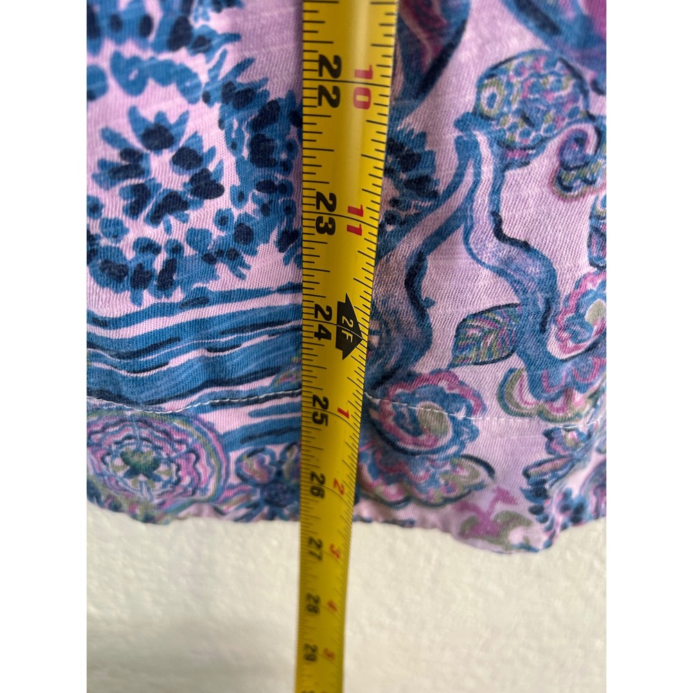 Fresh Produce‎ Pink Blue Floral Print Top Women's Medium Made in USA Boho Artsy - Picture 5 of 9
